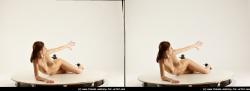 Nude Woman White Laying poses - ALL Slim Laying poses - on side long brown 3D Stereoscopic poses Pinup